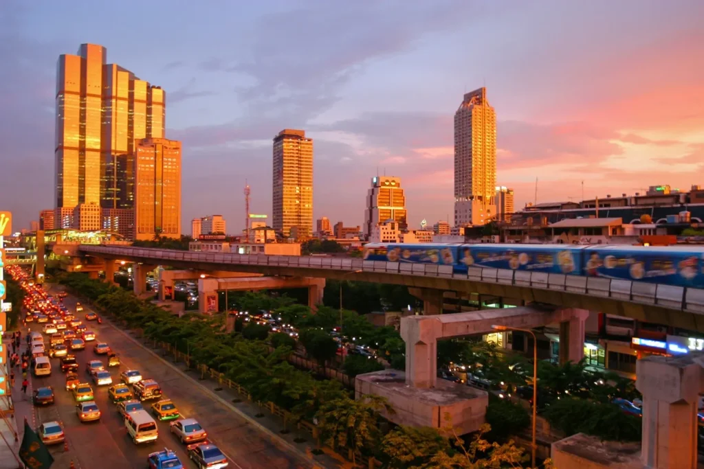 Bangkok BTS Skytrain near Sukhumvit and Asok