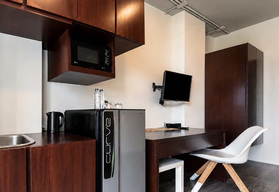 Bhava Residence room kitchenette and amenities