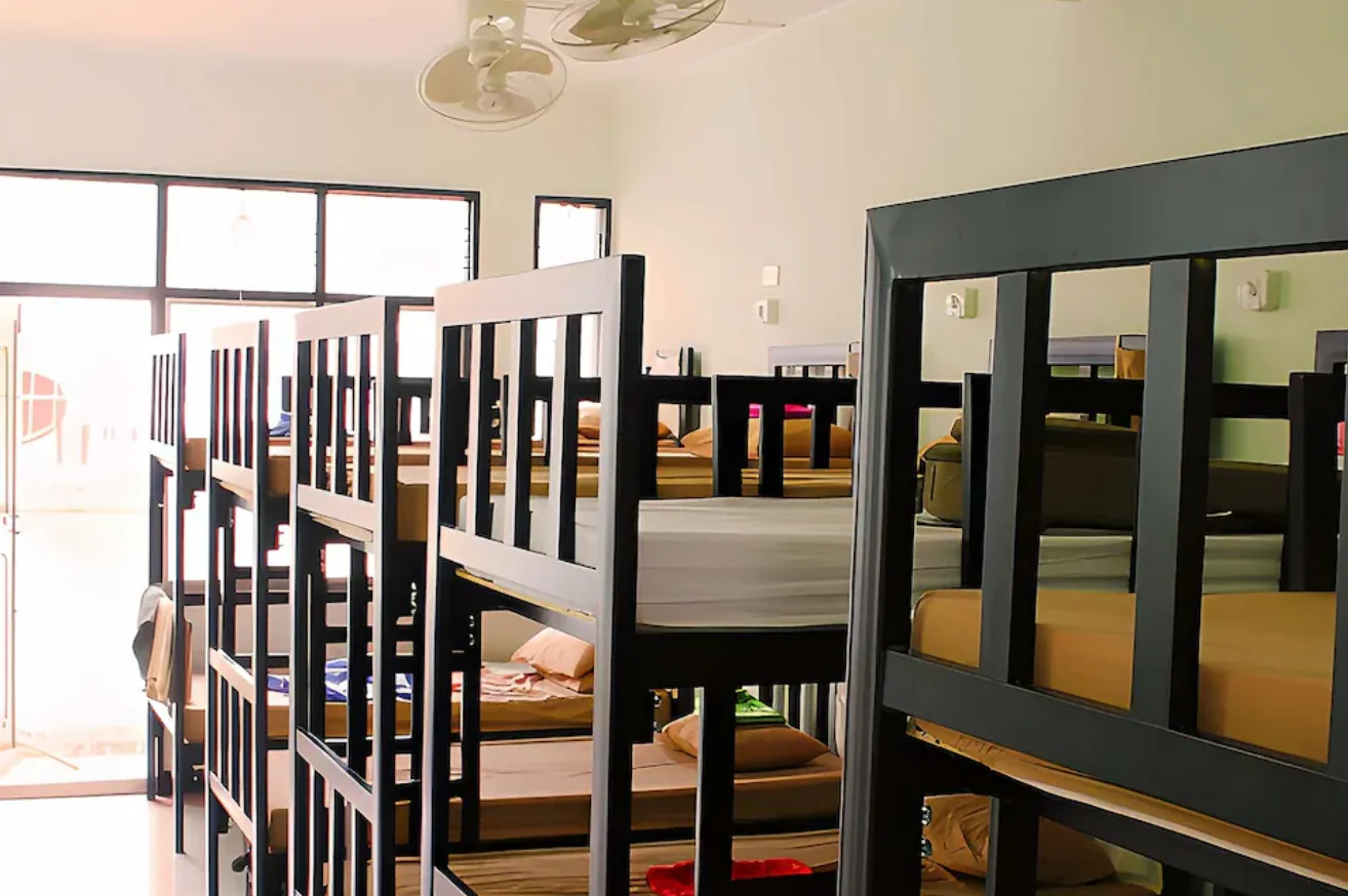 Mixed dormitory with bunk beds at Born Free Hostel Bangkok