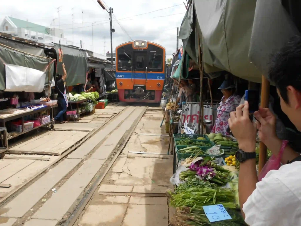 Mae Klong Railway Market near Wisdom Hotel Samut Songkhram