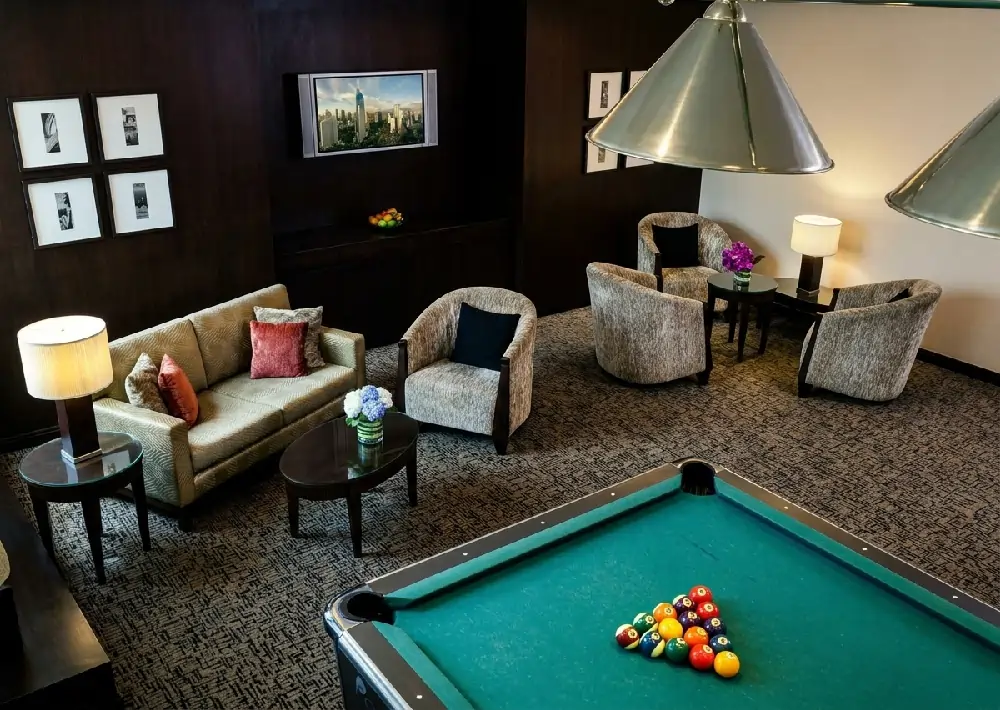 Residents lounge with billiards table at Ascott Sathorn Bangkok
