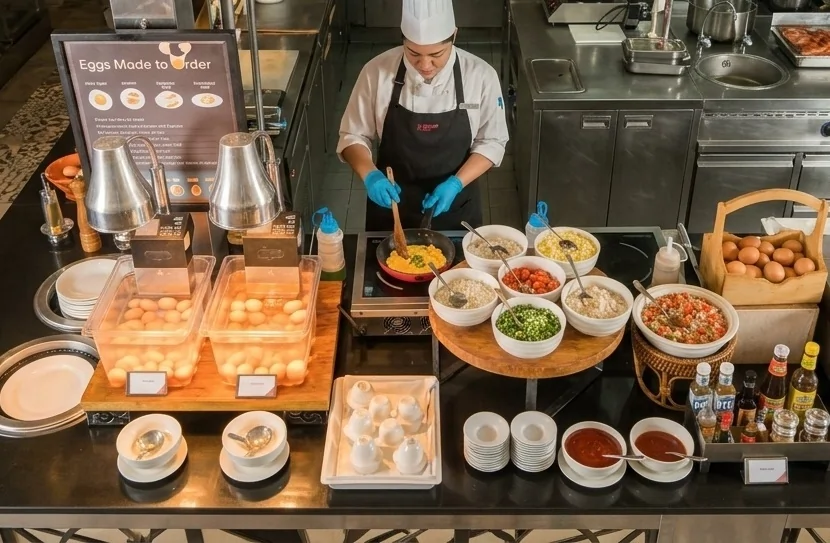 Breakfast egg station at Pathumwan Princess Hotel Bangkok