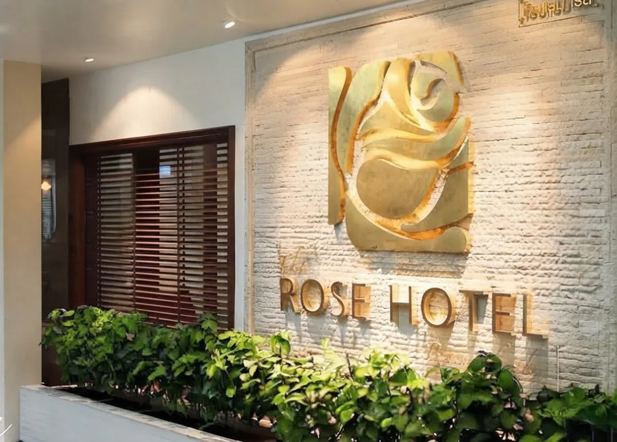 Rose Hotel Bangkok sign at the hotel in Silom