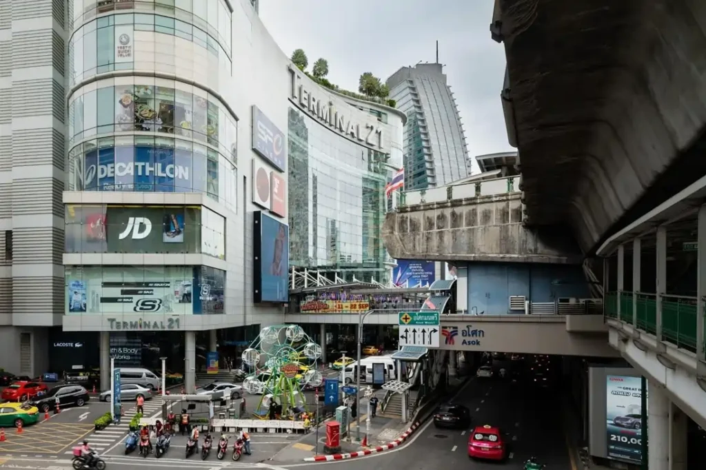 Terminal 21 Asok and BTS Skytrain station near The Key Bangkok Hotel