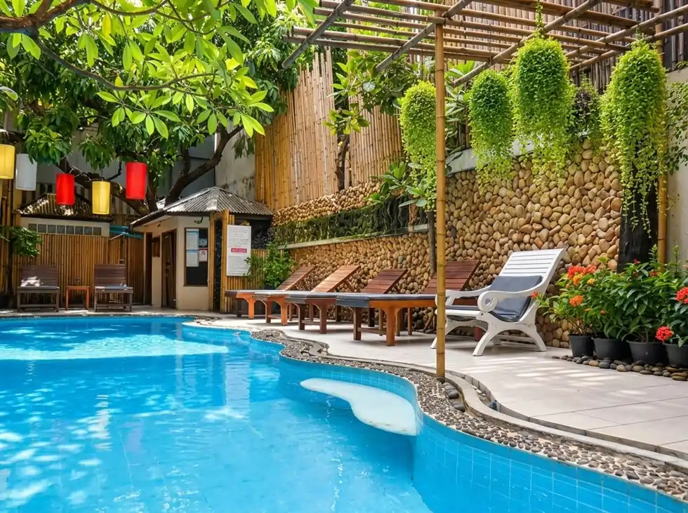 Outdoor swimming pool at Villa Cha-Cha Banglumphu Bangkok